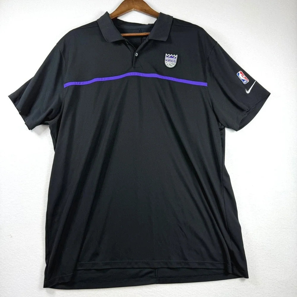 Nike Sacramento Kings NBA Dri-FIT Polo Shirt Mens 2XL Black Purple CN4118-010